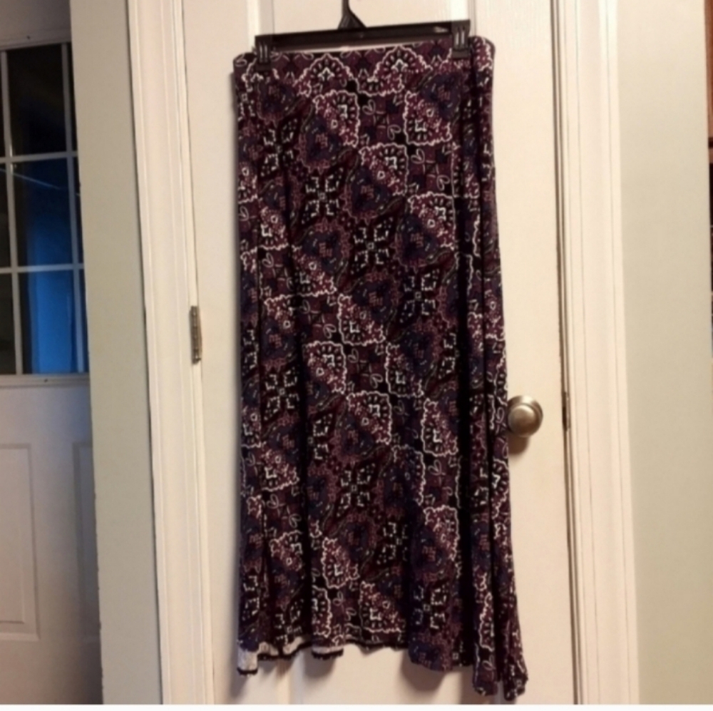 Jessica London Floral Purple Pattern Floral Flare Maxi Skirt 30/32 Spring Summer